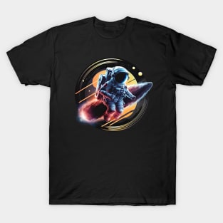 Lonely Astronaut on Comet in Space T-Shirt